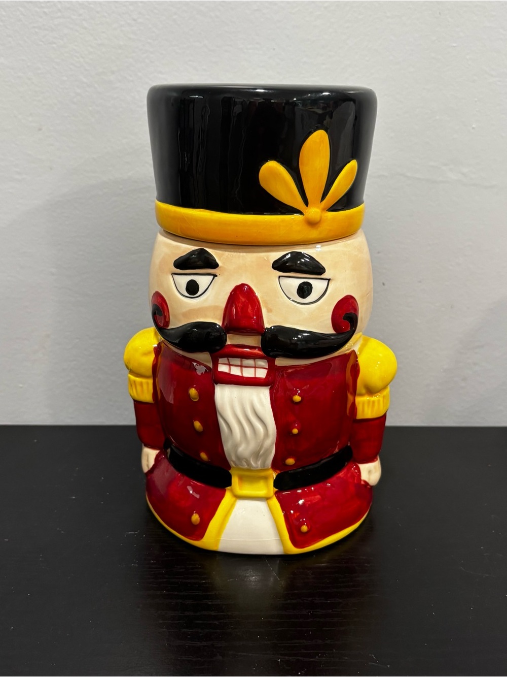 Sweet Expressions Nutcracker Ceramic cookie Jar Christmas holiday treats